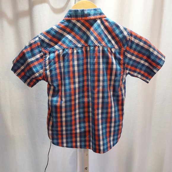 American Hawk Button Down Short Sleeve Plaid Shirt Boy's Size 7 - Picture 2 of 4
